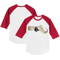 Youth Tiny Turnip White/Red Boston Red Sox State Outline 3/4-Sleeve Raglan T-Shirt