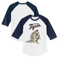 Youth Tiny Turnip White/Navy Detroit Tigers Stega 3/4-Sleeve Raglan T-Shirt