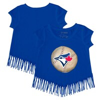Girls Youth Tiny Turnip Royal Toronto Blue Jays Stitched Baseball Fringe T-Shirt