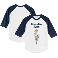 Youth Tiny Turnip White/Navy Tampa Bay Rays Triple Scoop 3/4-Sleeve Raglan T-Shirt