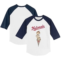 Youth Tiny Turnip White/Navy Washington Nationals Triple Scoop 3/4-Sleeve Raglan T-Shirt