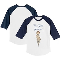 Youth Tiny Turnip White/Navy New York Yankees Triple Scoop 3/4-Sleeve Raglan T-Shirt