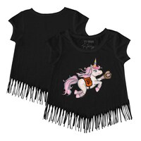 Girls Youth Tiny Turnip Black San Francisco Giants Unicorn Fringe T-Shirt