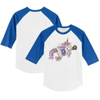 Youth Tiny Turnip White/Royal Texas Rangers Unicorn 3/4-Sleeve Raglan T-Shirt