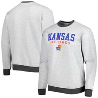 Men's Russell Heather Gray Kansas Jayhawks Classic Fit Tri-Blend Pullover Sweatshirt
