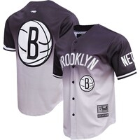 Men's Pro Standard  Black/Gray Brooklyn Nets Ombre Mesh Button-Up Shirt