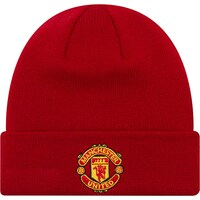 Youth New Era  Red Manchester United Essential Cuffed Knit Hat