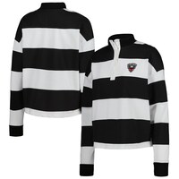 Women's Antigua  White D.C. United Radical Rugby Stripe Long Sleeve T-Shirt