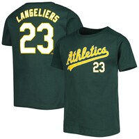 Youth Shea Langeliers Green Oakland Athletics Player T-Shirt