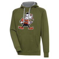 Men's Antigua  Olive Cleveland Browns Primary Logo Victory Pullover Hoodie