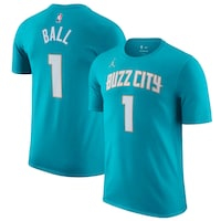 Men's Jordan Brand LaMelo Ball Teal Charlotte Hornets 2023/24 City Edition Name & Number T-Shirt