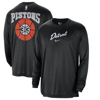 Men's Nike Black Detroit Pistons 2023/24 City Edition Authentic Pregame Performance Long Sleeve Shooting T-Shirt