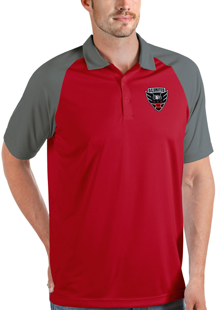 Antigua DC United Mens Red Nova Short Sleeve Polo, Red, 100% POLYESTER, Size XL