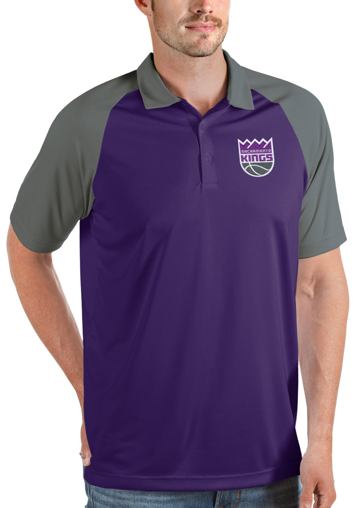 Antigua Sacramento Kings Mens Purple Nova Short Sleeve Polo, Purple, 100% POLYESTER, Size XL