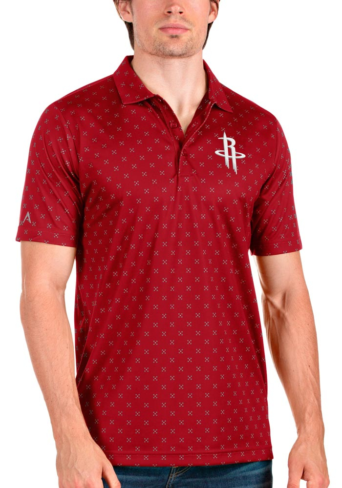 Antigua Houston Rockets Mens Red Spark Short Sleeve Polo, Red, 100% POLYESTER, Size XL