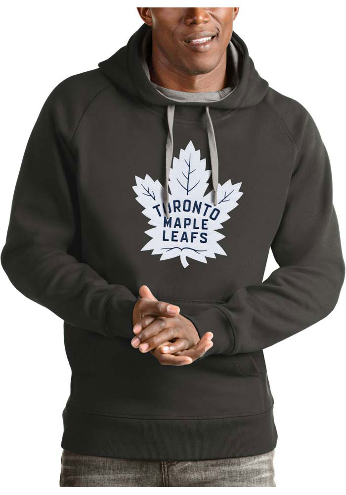 Antigua Toronto Maple Leafs Mens Charcoal Victory Long Sleeve Hoodie, Charcoal, 52% COT / 48% POLY, Size XL
