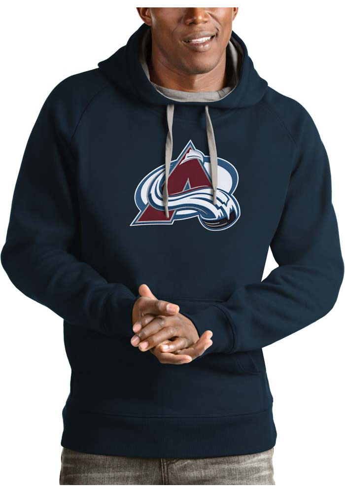 Antigua Colorado Avalanche Mens Navy Blue Victory Long Sleeve Hoodie, Navy Blue, 52% COT / 48% POLY, Size XL