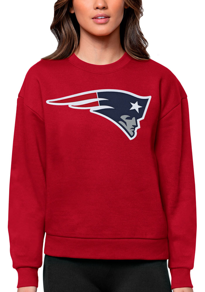 Antigua New England Patriots Womens Red Victory Crew Sweatshirt, Red, 65% COTTON / 35% POLYESTER, Size XL