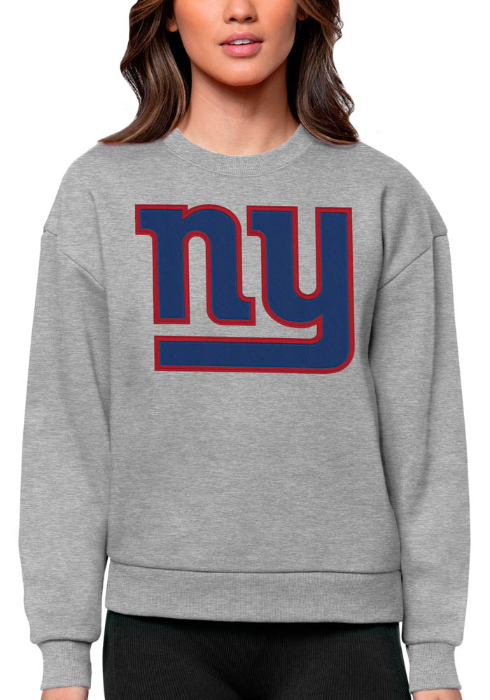 Antigua New York Giants Womens Grey Victory Crew Sweatshirt, Grey, 65% COTTON / 35% POLYESTER, Size XL