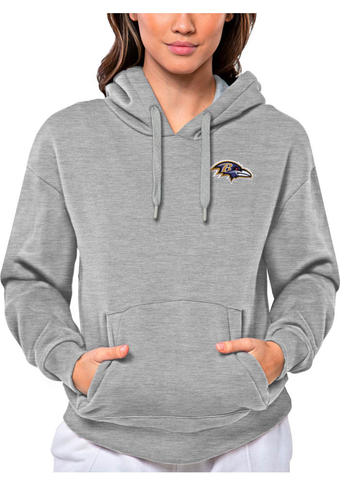 Antigua Baltimore Ravens Womens Grey Victory Hooded Sweatshirt, Grey, 52% COT / 48% POLY, Size XL