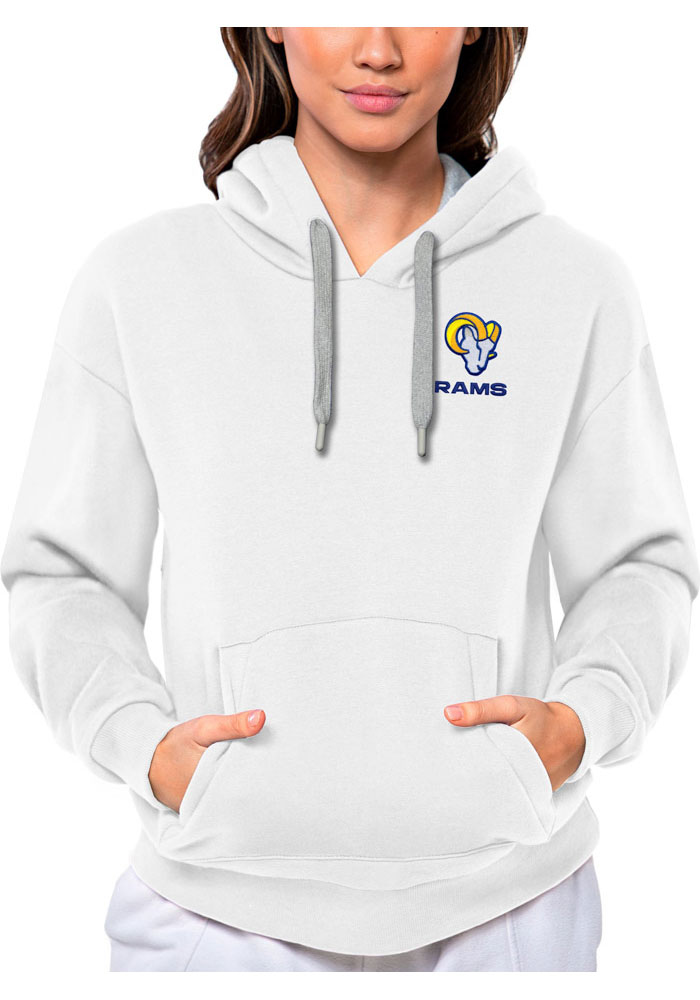 Antigua Los Angeles Rams Womens White Victory Hooded Sweatshirt, White, 52% COT / 48% POLY, Size XL