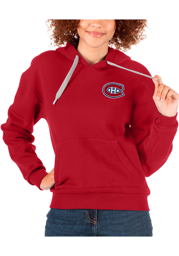 Antigua Montreal Canadiens Womens Red Victory Hooded Sweatshirt, Red, 52% COT / 48% POLY, Size XL