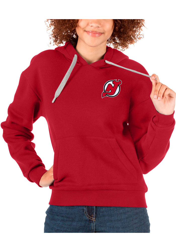 Antigua New Jersey Devils Womens Red Victory Hooded Sweatshirt, Red, 52% COT / 48% POLY, Size XL
