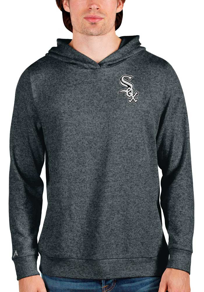 Antigua Chicago White Sox Mens Charcoal Absolute Long Sleeve Hoodie, Charcoal, 100% POLYESTER, Size XL