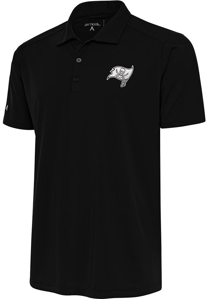 Antigua Tampa Bay Buccaneers Mens Black Metallic Logo Tribute Big and Tall Polos Shirt, Black, 100% POLYESTER, Size XLT