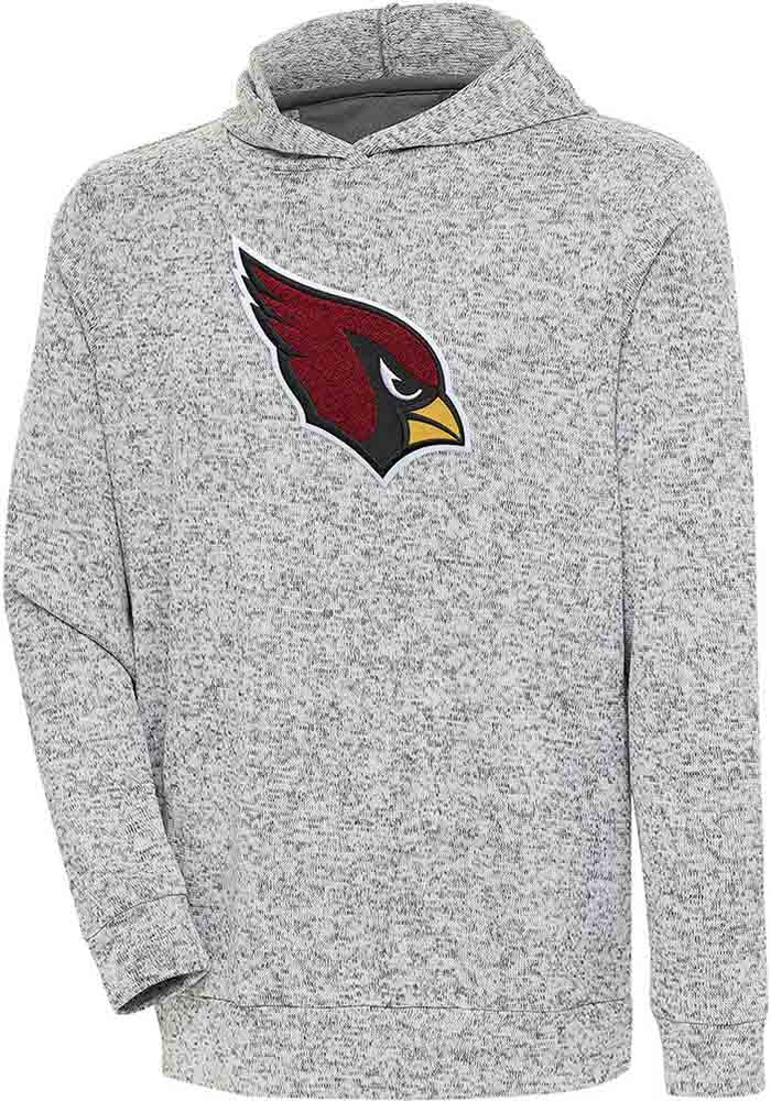 Antigua Arizona Cardinals Mens Grey Chenille Logo Absolute Long Sleeve Hoodie, Grey, 100% POLYESTER, Size XL