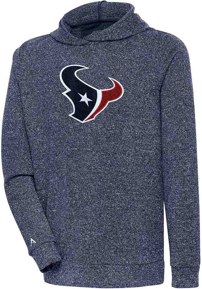 Antigua Houston Texans Mens Navy Blue Chenille Logo Absolute Long Sleeve Hoodie, Navy Blue, 100% POLYESTER, Size XL