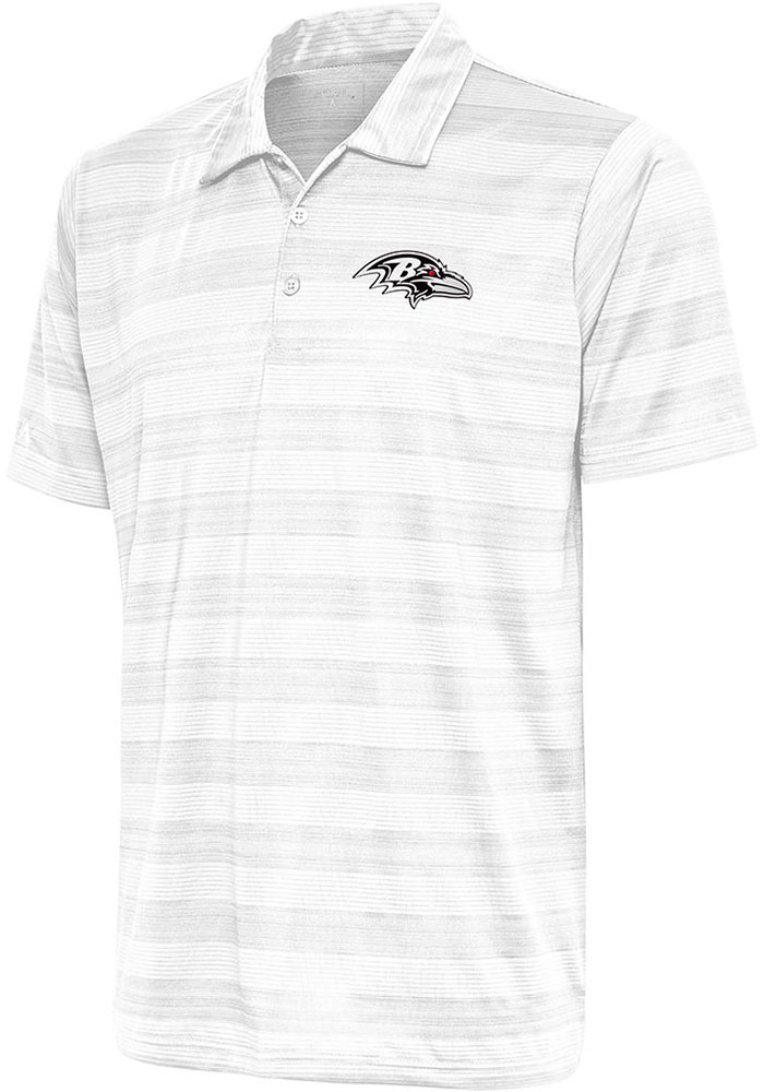 Antigua Baltimore Ravens Mens White Metallic Logo Compass Short Sleeve Polo, White, 95% POLYESTER / 5% SPANDEX, Size XL