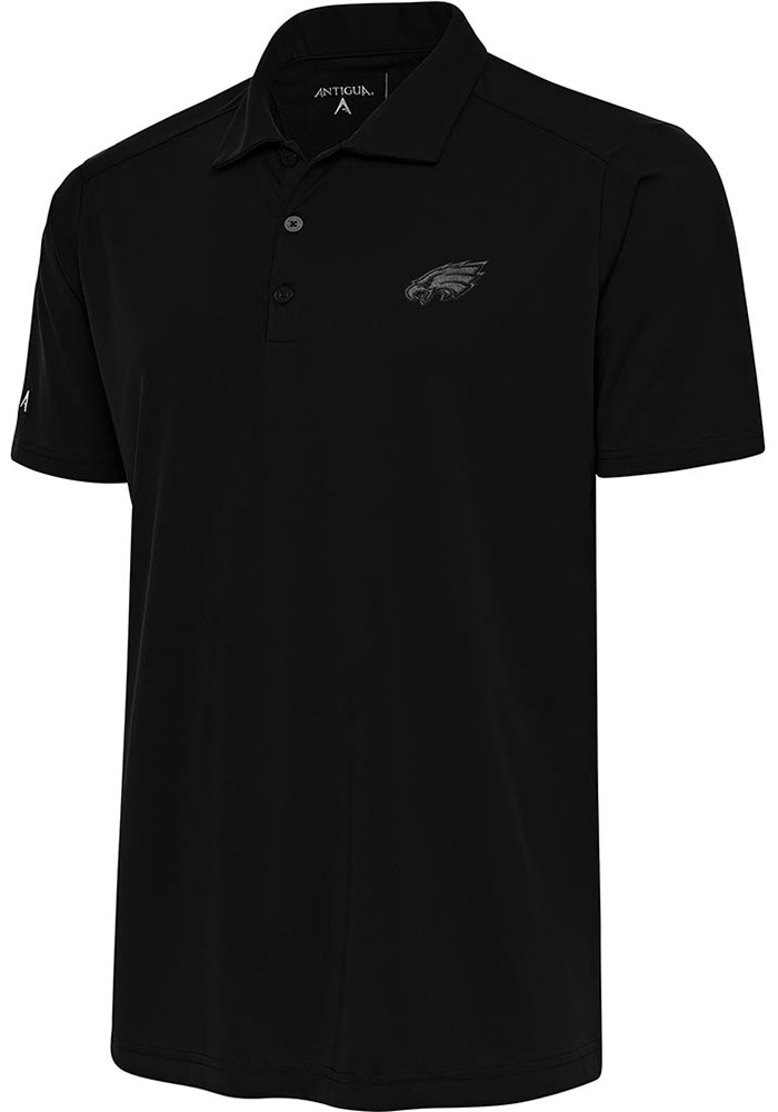 Antigua Philadelphia Eagles Mens Black Tonal Logo Apex Short Sleeve Polo, Black, 100% POLYESTER, Size S