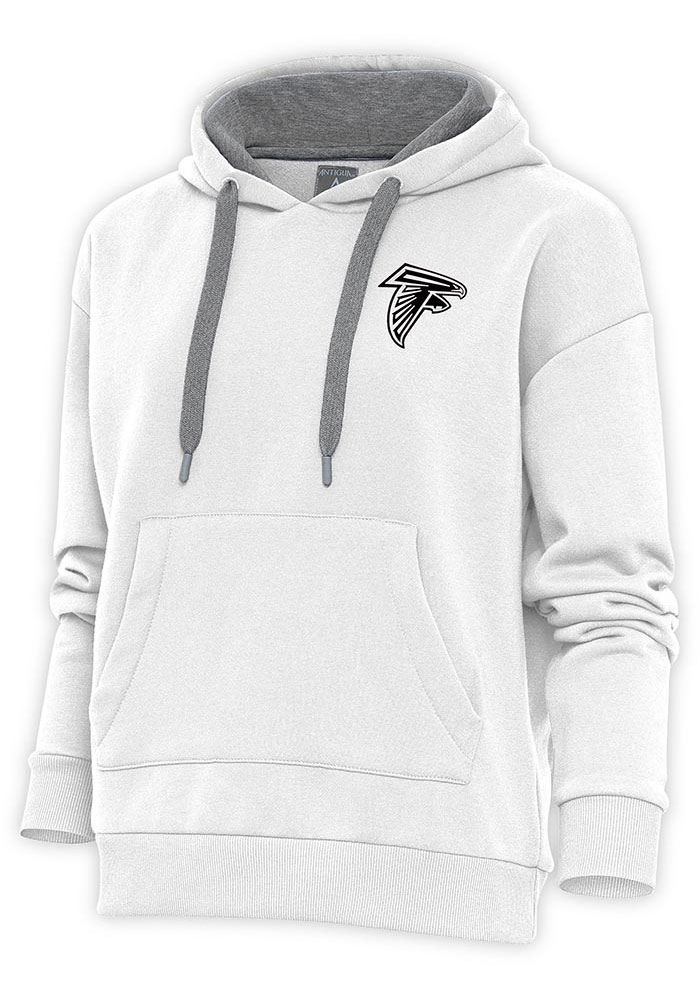 Antigua Atlanta Falcons Womens White Metallic Logo Victory Hooded Sweatshirt, White, 52% COT / 48% POLY, Size XL