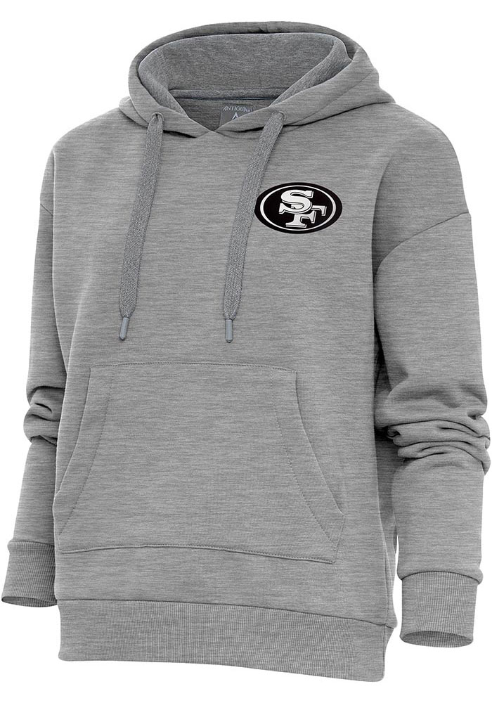 Antigua San Francisco 49ers Womens Grey Metallic Logo Victory Hooded Sweatshirt, Grey, 52% COT / 48% POLY, Size XL