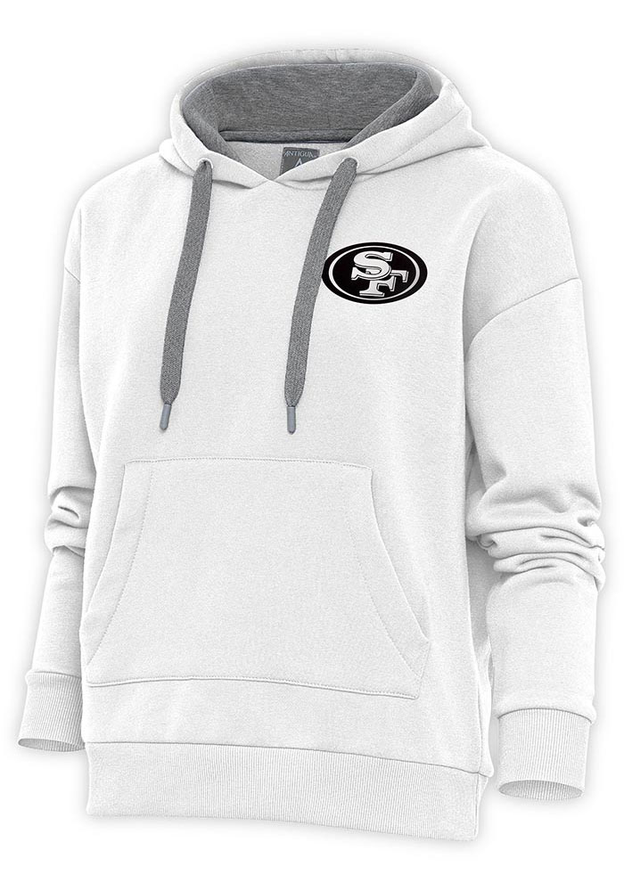 Antigua San Francisco 49ers Womens White Metallic Logo Victory Hooded Sweatshirt, White, 52% COT / 48% POLY, Size XL