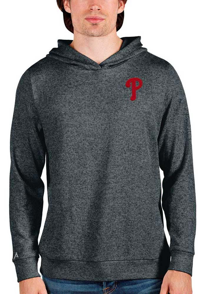 Antigua Philadelphia Phillies Mens Charcoal Absolute Long Sleeve Hoodie, Charcoal, 100% POLYESTER, Size XL