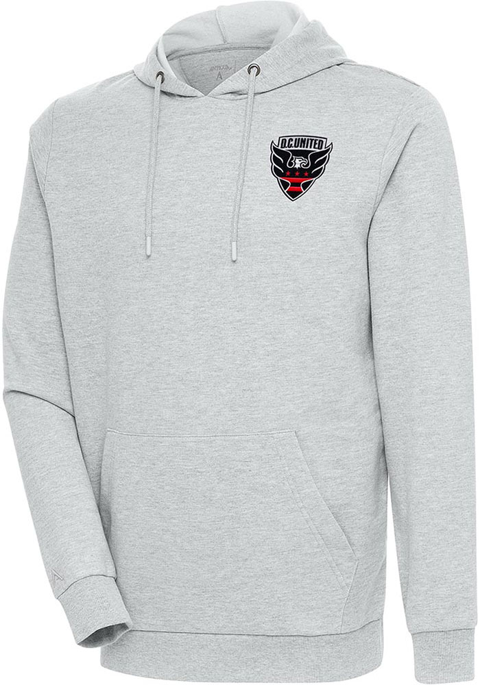 Antigua DC United Mens Grey Action Long Sleeve Hoodie, Grey, 55% COTTON / 45% POLYESTER, Size XL