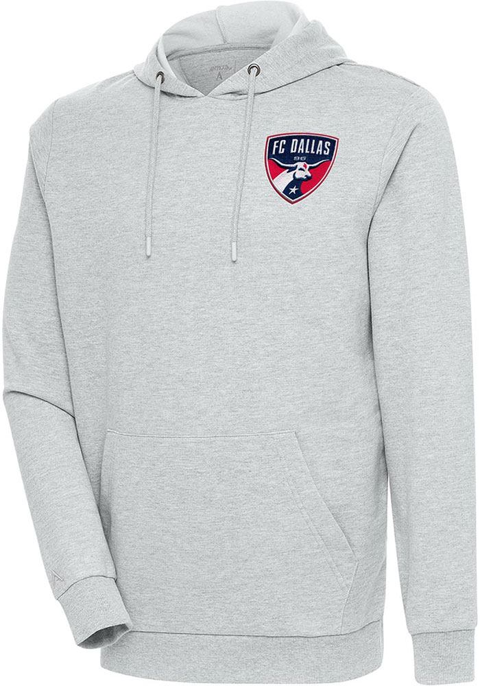 Antigua FC Dallas Mens Grey Action Long Sleeve Hoodie, Grey, 55% COTTON / 45% POLYESTER, Size XL