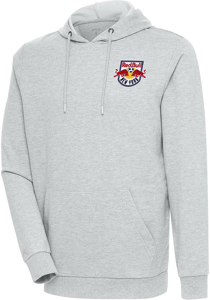 Antigua New York Red Bulls Mens Grey Action Long Sleeve Hoodie, Grey, 55% COTTON / 45% POLYESTER, Size XL