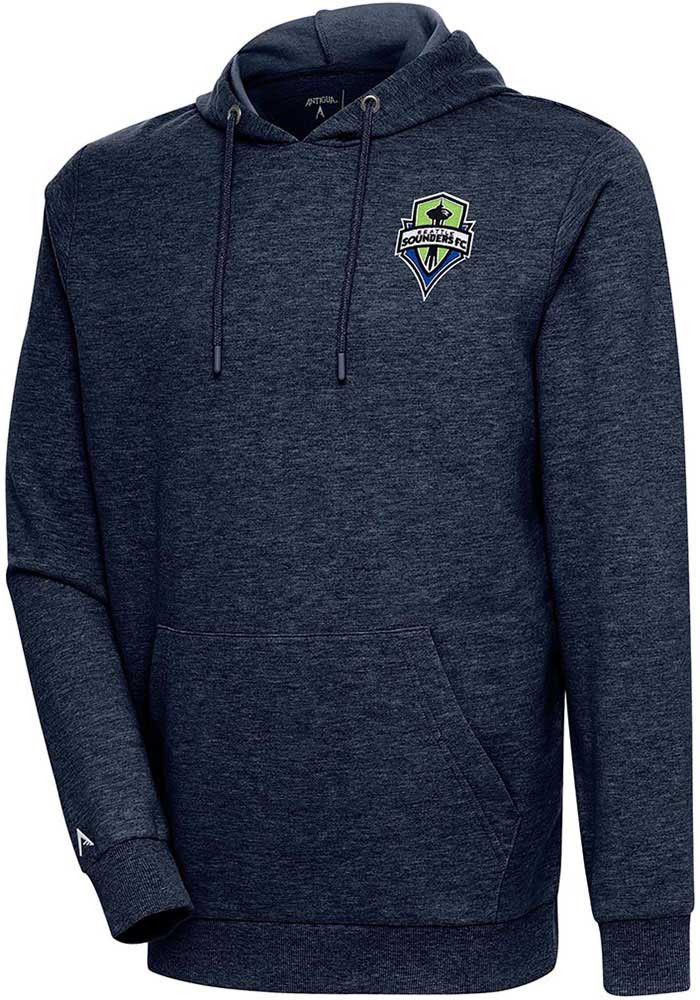 Antigua Seattle Sounders FC Mens Navy Blue Action Long Sleeve Hoodie, Navy Blue, 55% COTTON / 45% POLYESTER, Size XL