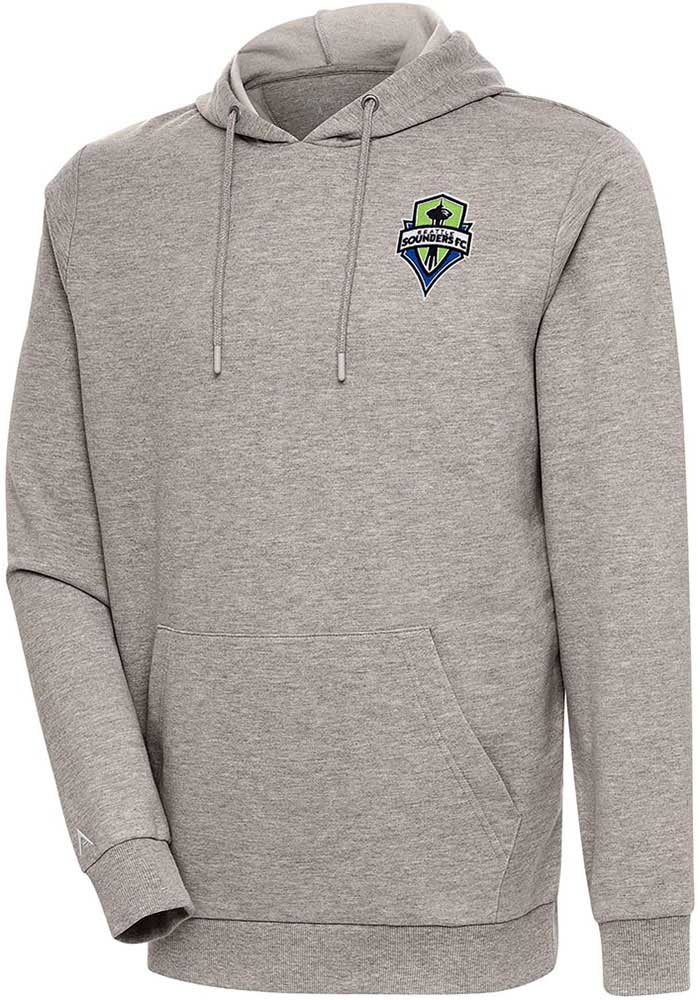 Antigua Seattle Sounders FC Mens Oatmeal Action Long Sleeve Hoodie, Oatmeal, 55% COTTON / 45% POLYESTER, Size XL