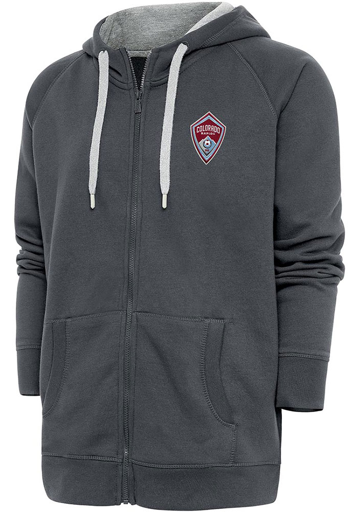 Antigua Colorado Rapids Mens Charcoal Victory Long Sleeve Full Zip Jacket, Charcoal, 65% COTTON / 35% POLYESTER, Size XL