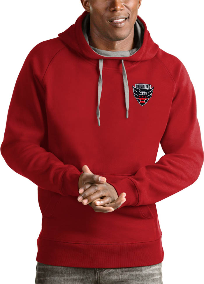 Antigua DC United Mens Red Victory Long Sleeve Hoodie, Red, 65% COTTON / 35% POLYESTER, Size XL