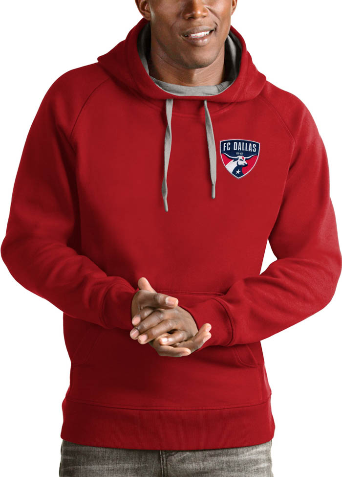 Antigua FC Dallas Mens Red Victory Long Sleeve Hoodie, Red, 65% COTTON / 35% POLYESTER, Size XL