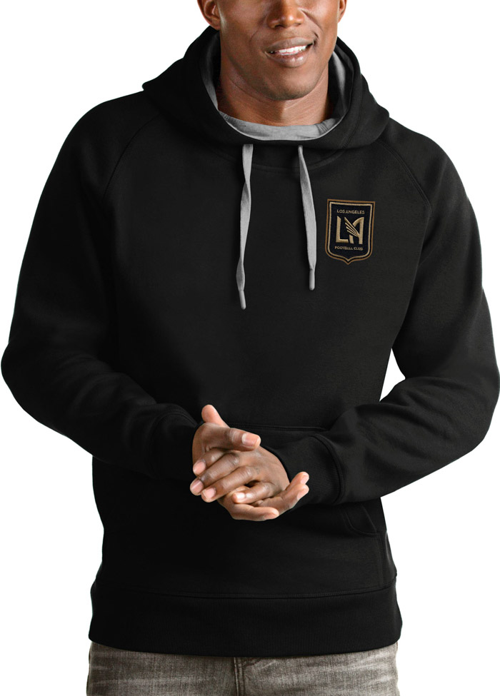 Antigua Los Angeles FC Mens Black Victory Long Sleeve Hoodie, Black, 65% COTTON / 35% POLYESTER, Size XL