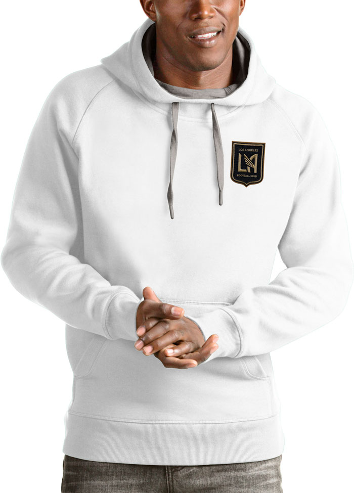 Antigua Los Angeles FC Mens White Victory Long Sleeve Hoodie, White, 65% COTTON / 35% POLYESTER, Size XL
