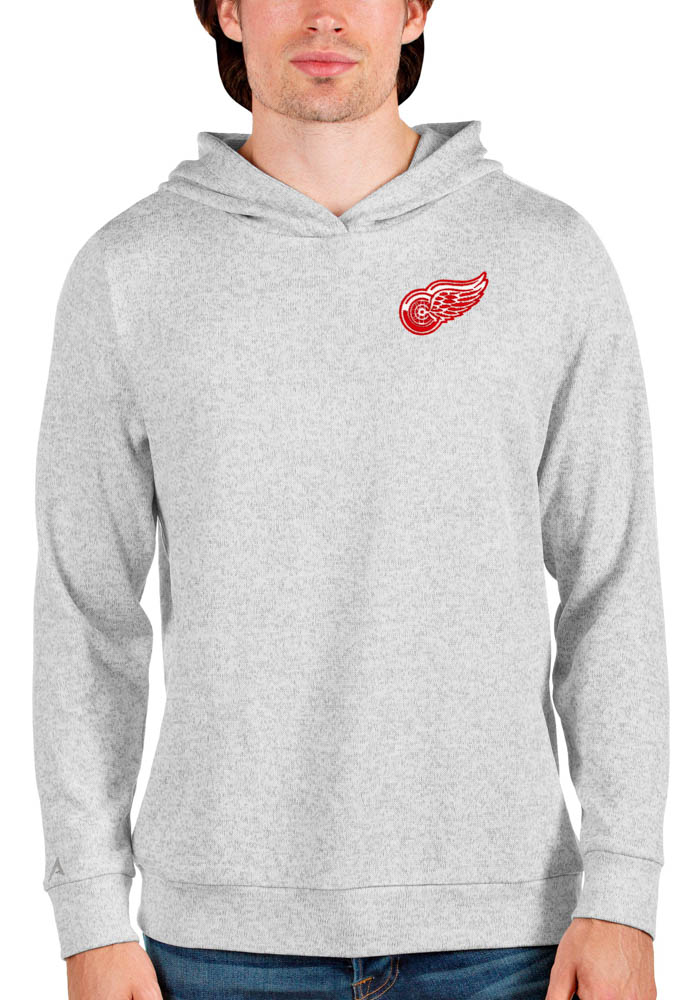 Antigua Detroit Red Wings Mens Grey Absolute Long Sleeve Hoodie, Grey, 100% POLYESTER, Size XL