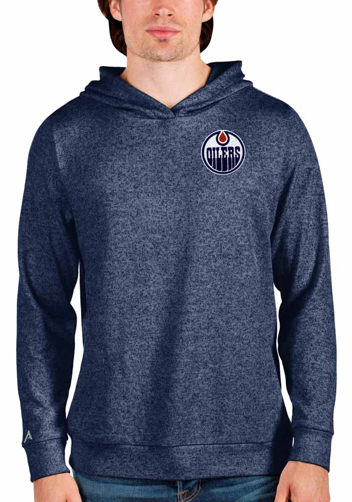 Antigua Edmonton Oilers Mens Navy Blue Absolute Long Sleeve Hoodie, Navy Blue, 100% POLYESTER, Size XL