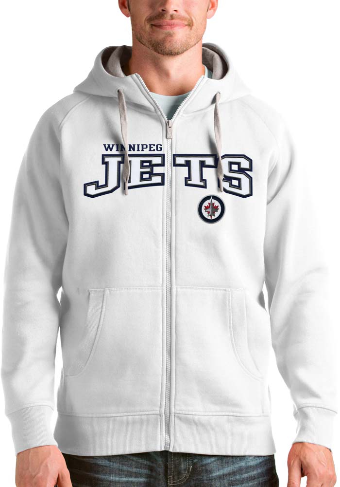 Antigua Winnipeg Jets Mens White Victory Full Long Sleeve Full Zip Jacket, White, 52% COT / 48% POLY, Size XL